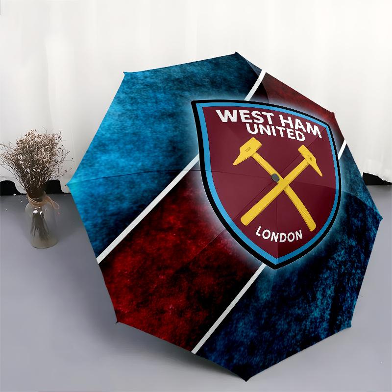 West Ham United pattern, automatic folding umbrella, portable and foldable design, 8 ribs, a Christmas or birthday gift.