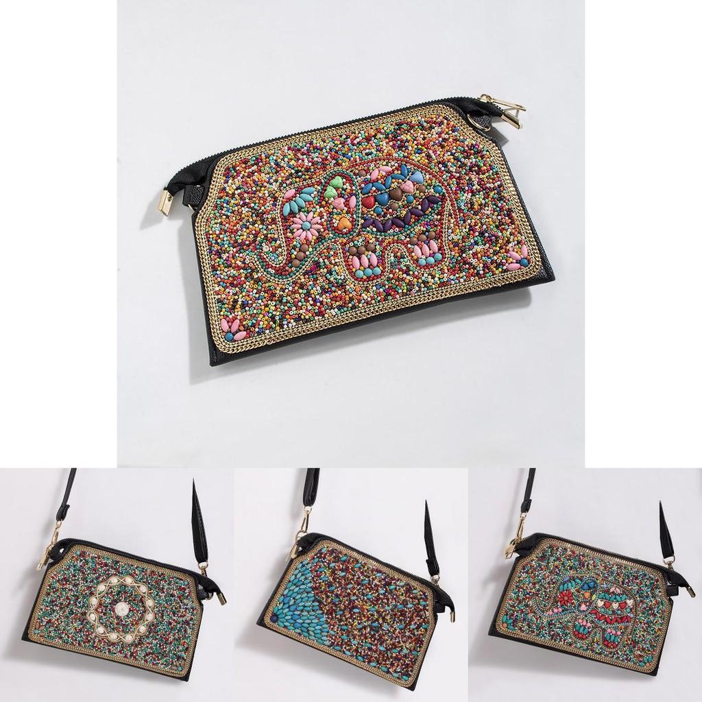 Bohemian Shell Shape Purse With Flower Embellishments For Daily Wear