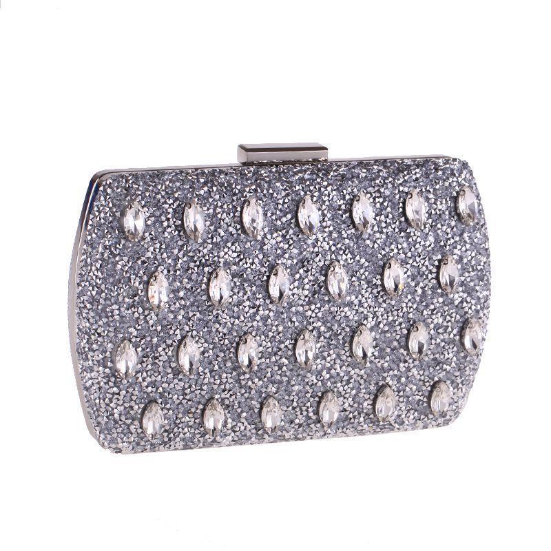 New 2025 Diamond Evening Party Bags Banquet Dress Ladies Handbags Blue Luxury Purses For Women Silver Clutch