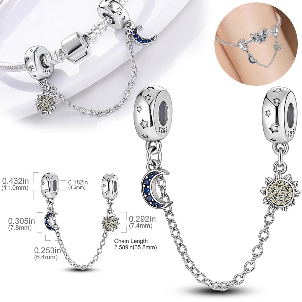 Copper Safety Chain Sun Moon Bead Charms Charm Bead Charms Compatible With Authentic Bracelets Do It Yourself Jewellery Making Fine Jewellery Gift F