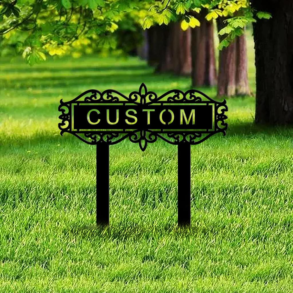 Metal Garden Sign Stake, Flower Yard Decor, Personalized Name Stake, Outdoor Garden Ornament