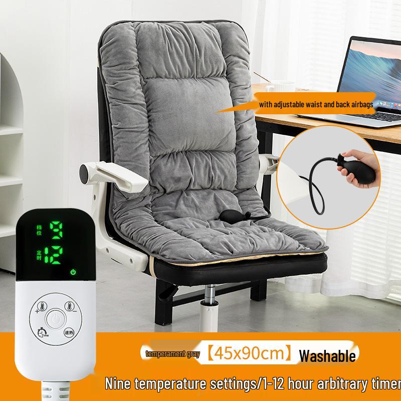 Heated Office Chair Cushion with Backrest - Electric Warming Pad for Autumn and Winter