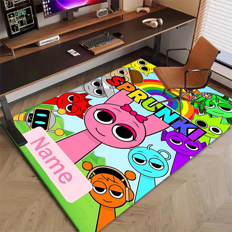 Custom SPRUNKI Mat Personalized Name, Polyester Washable Indoor Entryway Rug, Gift for Christmas, Easter, Thanksgiving Day
