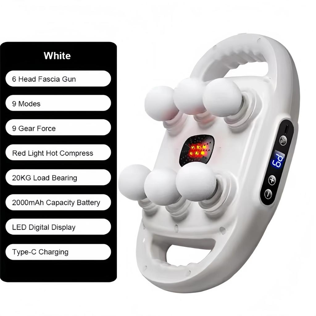 Fascia Gun Muscle Massager Gun High Frequency Back Waist Massage Machine Six-Head Body Shoulder Professional Fascia Massage Gun