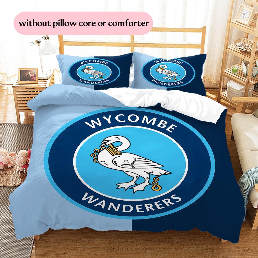 Wycombe Wanderers Pattern Bedding Quilt Set Home Decoration Gift (1 * Duvet Cover + 2 * Pillowcase Without Core)