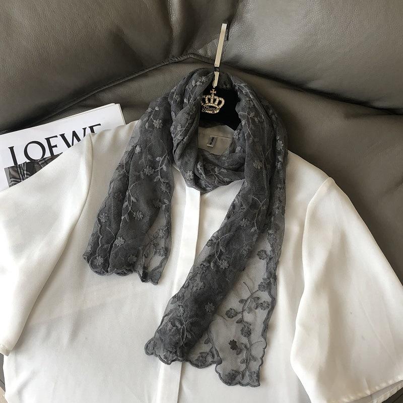 

Romantic Sweet Mori Lace Scarf Female Korean Version Embroidered Lace Silk Scarf Japanese Versatile Spring and Summer New