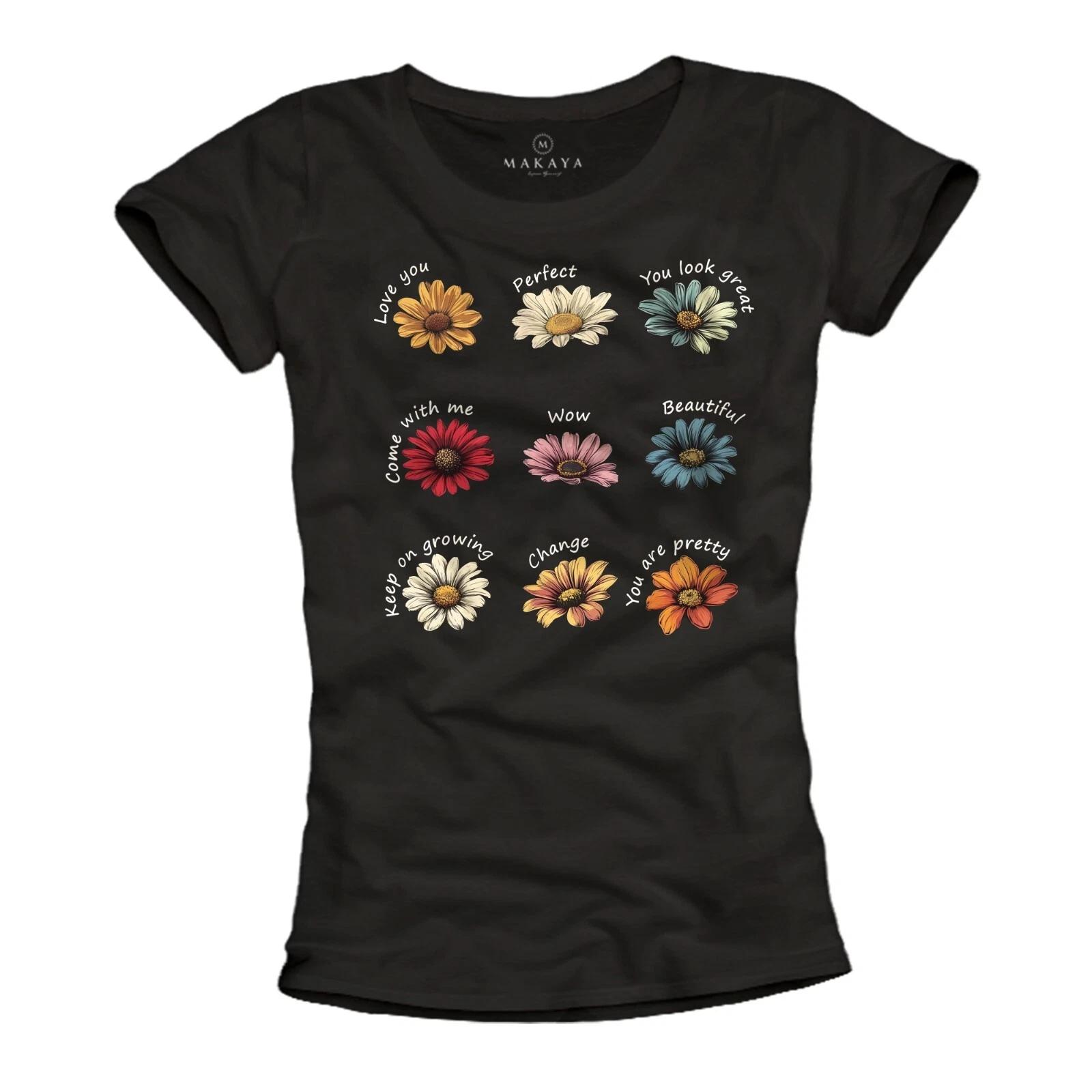 

Ladies Floral Print Floral Sunflowers Flower Tee Ladies Top- 4XL