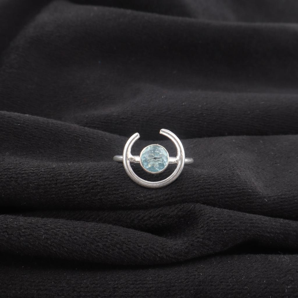 Sky Blue Topaz Gemstone 925 Sterling Silver Handmade Jewelry Ring For Women's RR-54-3