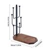 Sturdy Metal Wood Cup Holder Coffee Mug Rack with 6 Hooks and Wooden Tray Counter Display Stand for Kitchen Accessories
