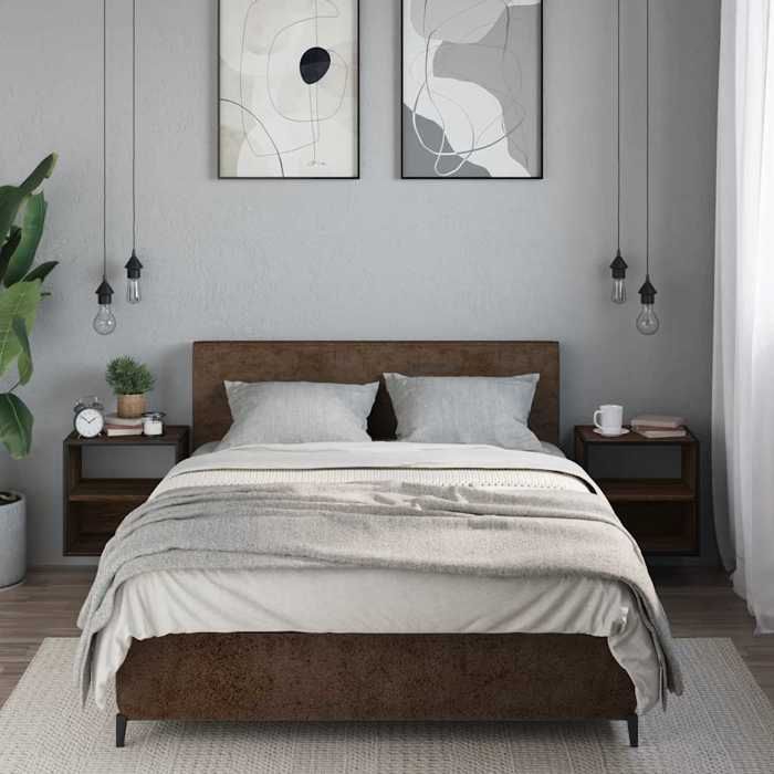 VidaXL Tables de chevet murales 2 pcs chêne marron 40x31x39,5 cm, armoire, table d'appoint, armoire de lit, armoire de 848753