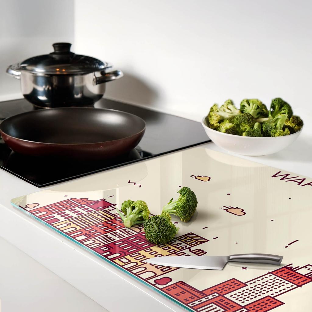 Decorative Glass Kitchen Cutting Board Warsaw Poland 80X52 Cm
