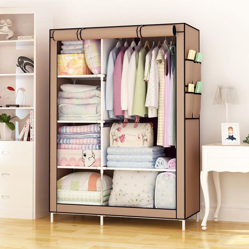 Simple Non-Woven Dustproof Folding Wardrobe with Steel Frame and Hanger