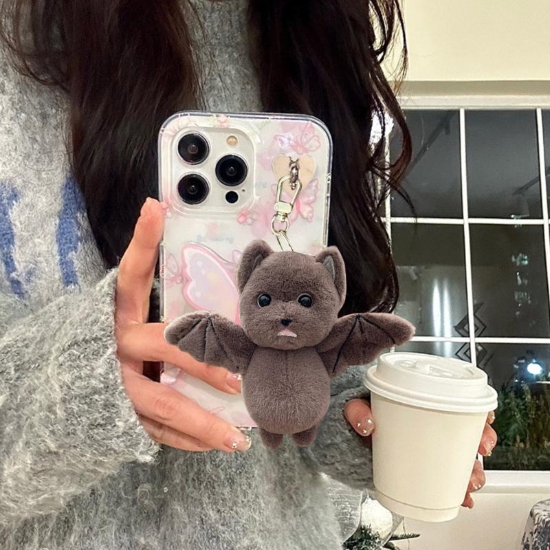 Bat Plush Toy Keychain Soft Stuffed Animal Bag Charm Backpack Pendant Accessory Handmade Halloween Room Decoration