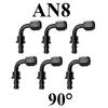 6X 4AN 6AN 8AN 10AN 12AN Oil Fuel Cooler Push-On Hose Fittings 0 45 90 180 Degree Push Lock Rubber Tube End Adapter Aluminum