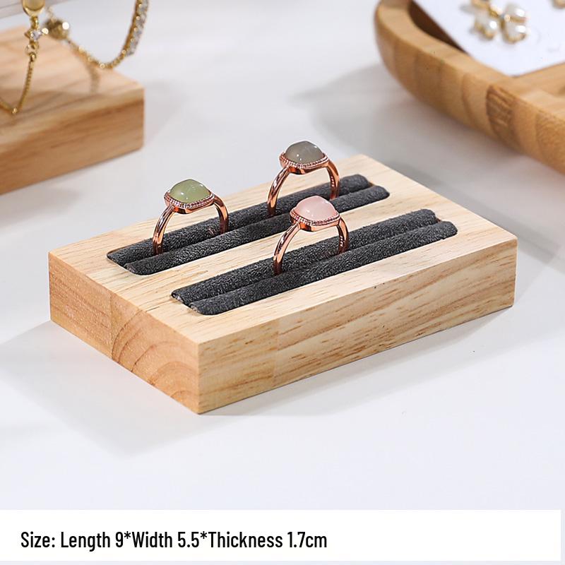 Solid Wood Minimalist Ring Display Tray with 20 Slots