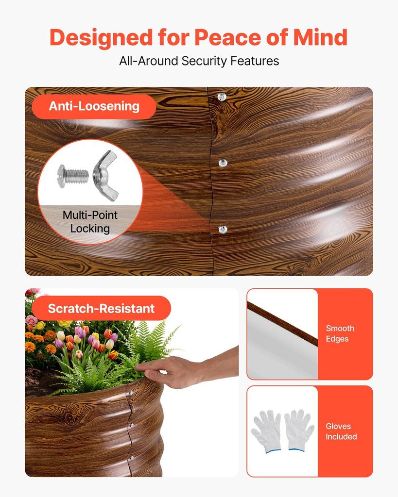2 Pack Galvanized Raised Garden Beds, 1200 X 600 X 300 Mm, Oval Metal Planter Boxes Kit Outdoor, Bottomless Garden Box with Gloves, Alu-Zinc, for