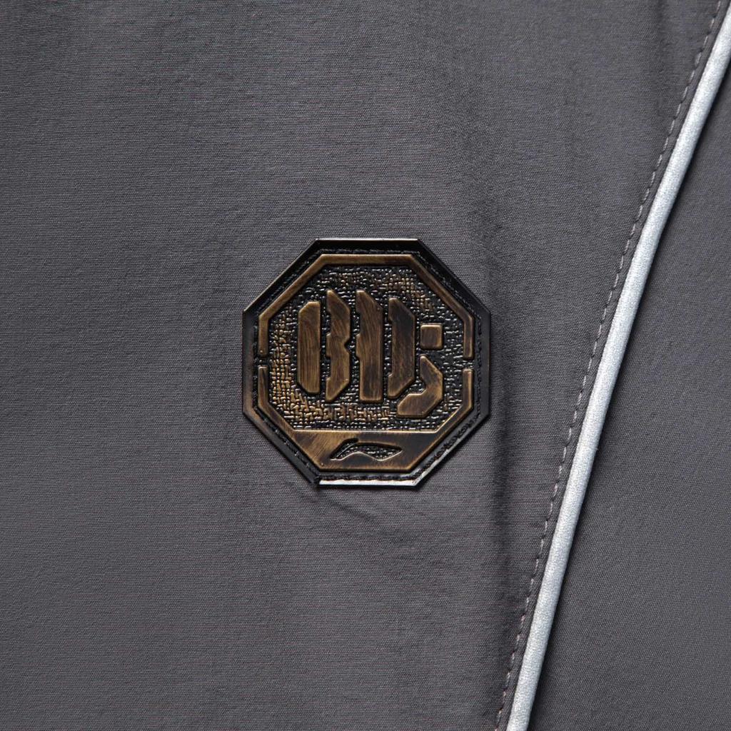 Li-Ning Basketball Series Spliced Letter Zipper Hooded Breathable Versatile Sports Jacket Men Jacket Black Pine-Grey AFDVG23-2