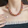 Farbiger Glasperlen Vintage Ethnischer Glas Halskette Hals Schmuck Retro Liebhaber Choker Feiertag