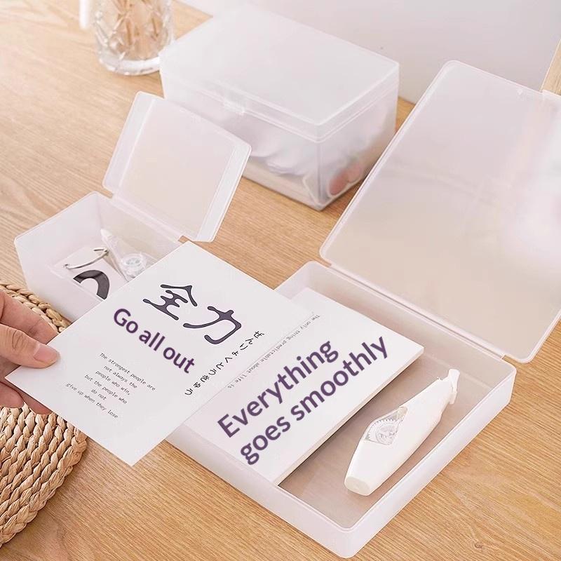White & Transparent Desktop Storage Box Pos Collection Box Jewelry Container Id Card Organizer