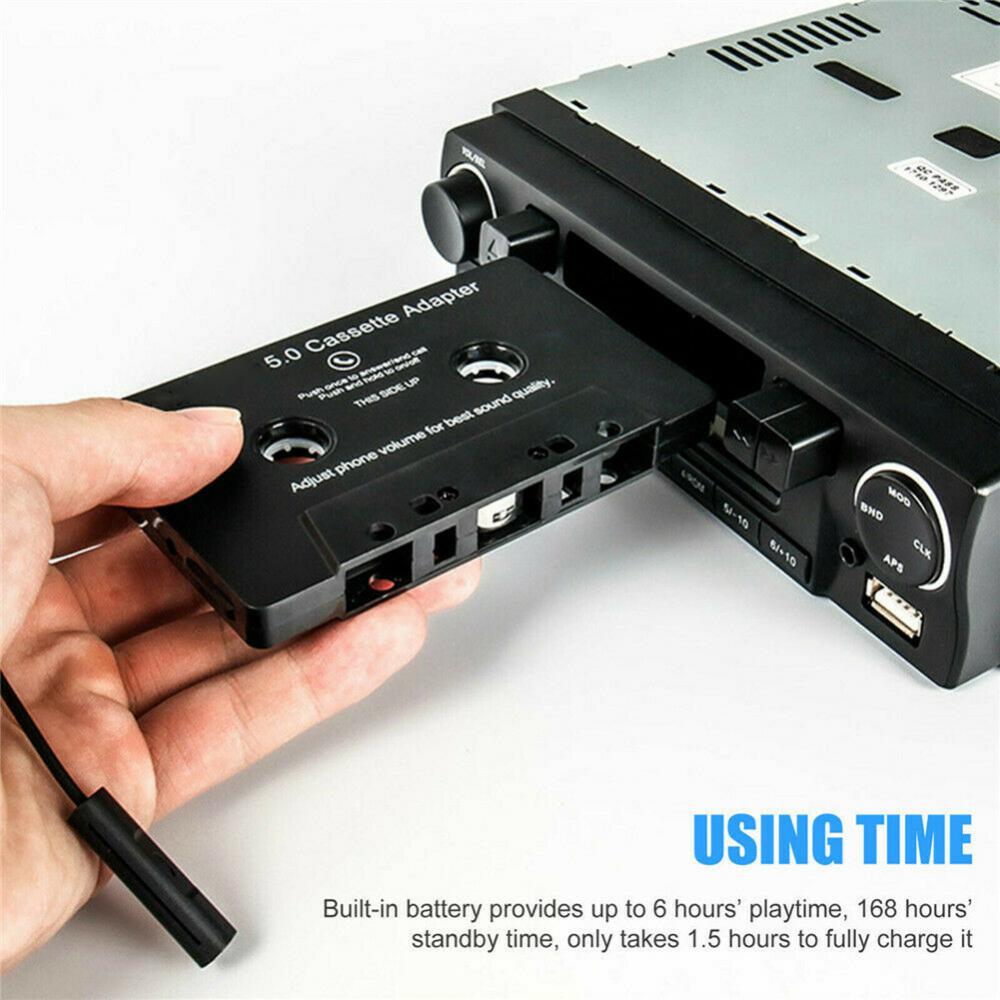 Bluetooth 5.0 Cassette Adapter  LED Indicator Bluetooth-compatible Black Built-in Microphone Car Tape Audio Cassette  Player