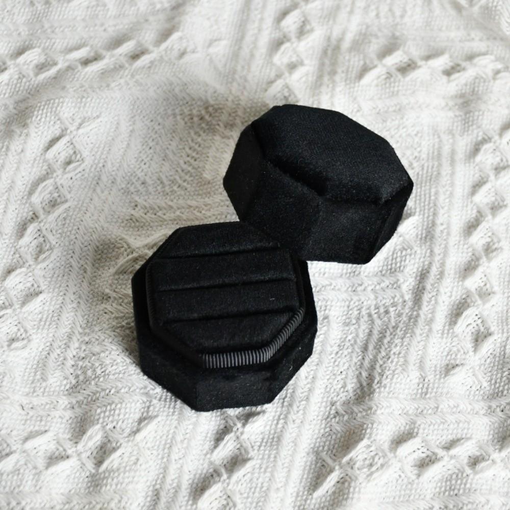 Dustproof Flannel Jewelry Case Octagonal Engagement Rings Storage Box  for Lover