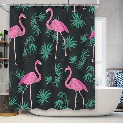 Pink Flamingo Shower Curtain Decor Bathroom Fabric Waterproof Printed Bathtub Liner Home Decoration Black Green Red
