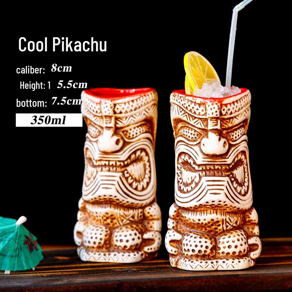 Hawaiian Tiki Zombie Skull Ceramic Cocktail Glass