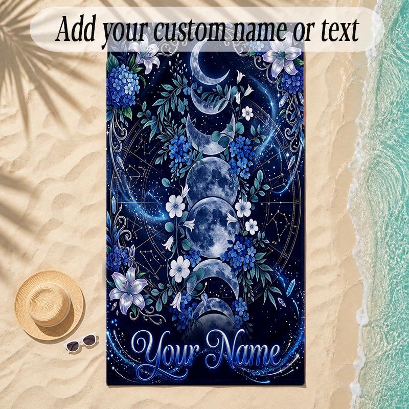 Cosmic Theme Soft Beach Towel Personalized Custom Name Text Towel Portable for Beach Pool Travel