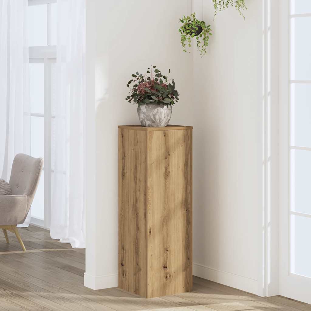 Artisan Oak Plant Stand 33 x 33 x 100 cm Wood Based Material