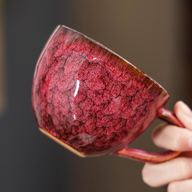 Kiln Change Retro Ceramic Coffee Cup American Latte Latte Flower Cup Breakfast Milk Cup Creative Mug