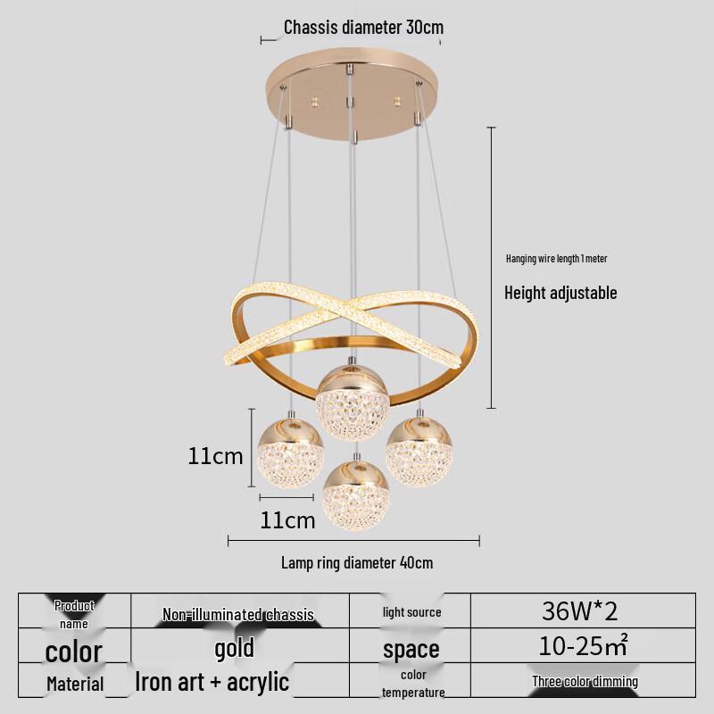 LumiFlow Gold Base Dimmable LED Chandelier