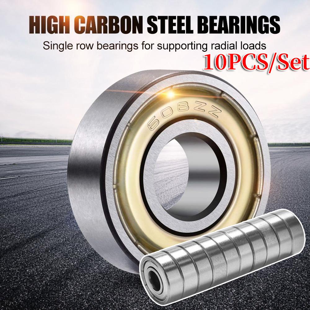 10Pcs 608ZZ Deep Groove Ball Bearing Single Row Miniature Bearing 8x22x7mm Ball Bearings for Skateboards Inline Skates Scooters