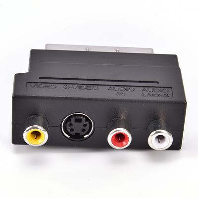 Scart adaptér Av Block na 3 Rca Phono Composite S-Video s prepínačom In/Out Gold