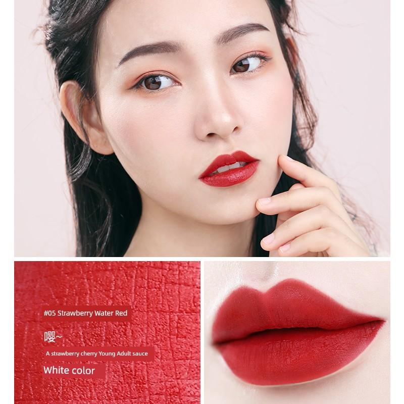 Novo Matte Finish Lip Lacquer Female Student Niche Style Brand Does Not Fade No Stain on Cup Long-Lasting Milk Tea Color Cameo Brown