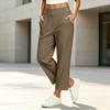 Women's High Waisted Loose Fit Yoga Pants with Pockets and Button Straight Leg Casual