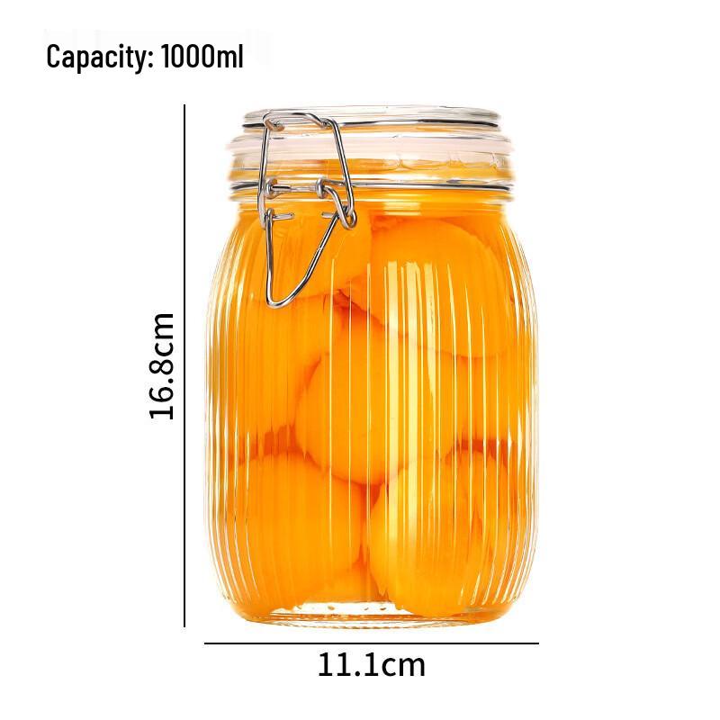 ZISIZ Striped Buckle Glass Sealed Storage Jar