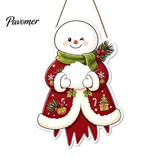 Winter Home Decor Wooden Christmas Hanging Pendant, Cartoon Welcome Sign for Front Door, Holiday Shop Decorations Wall with Cute