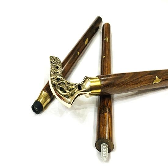 99,06 cm Baston din alamă Toșon elegant cu mâner curbat Cadou de nuntă