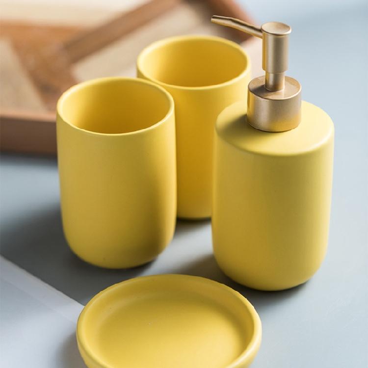 4 Pezzi Dispenser Sapone Bottiglia Detersivo Bagno Porta Spazzolino Tazza Set Scaffale Lozione