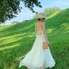 White Seaside Vacation Big Halter Neck Suspender Dress New Feminine Summer Fairy Skirt