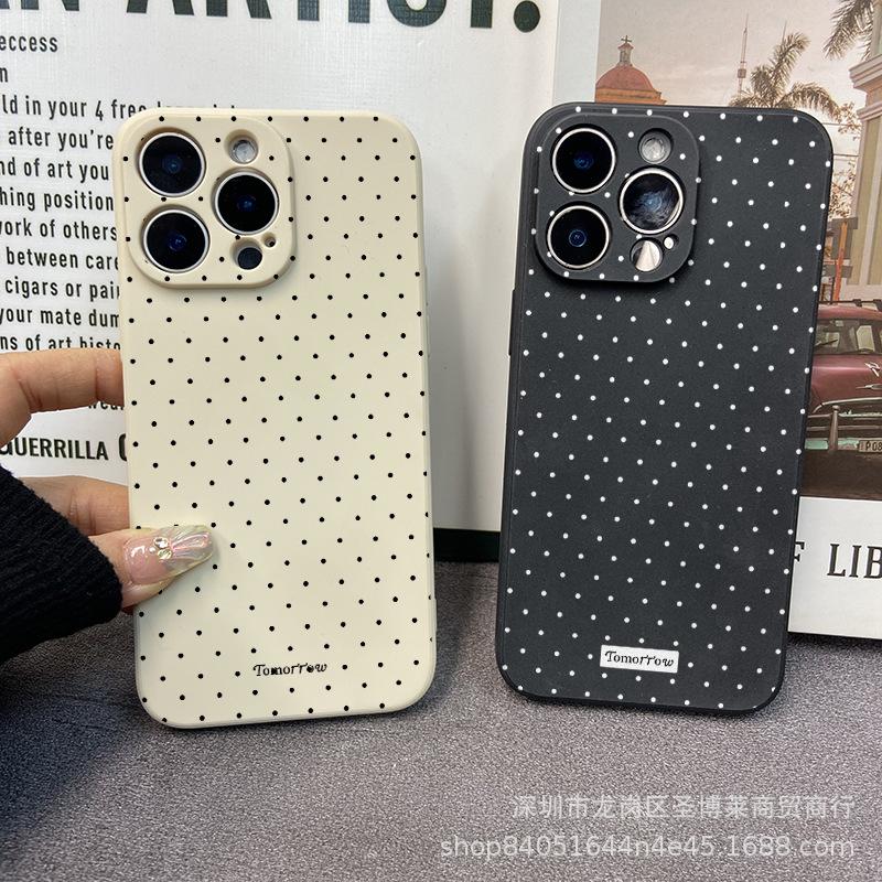 Full screen polka dots are suitable for iPhone15 mobile phone case 14PROMAX all-inclusive 13/11 anti-drop 16/15 protective case 17