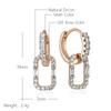 Wbmqda Luxury Square Zircon Drop Earrings For Women 585 Rose Gold Silver Color Mix Sparkling Wedding Party Fine Jewelry Gifts