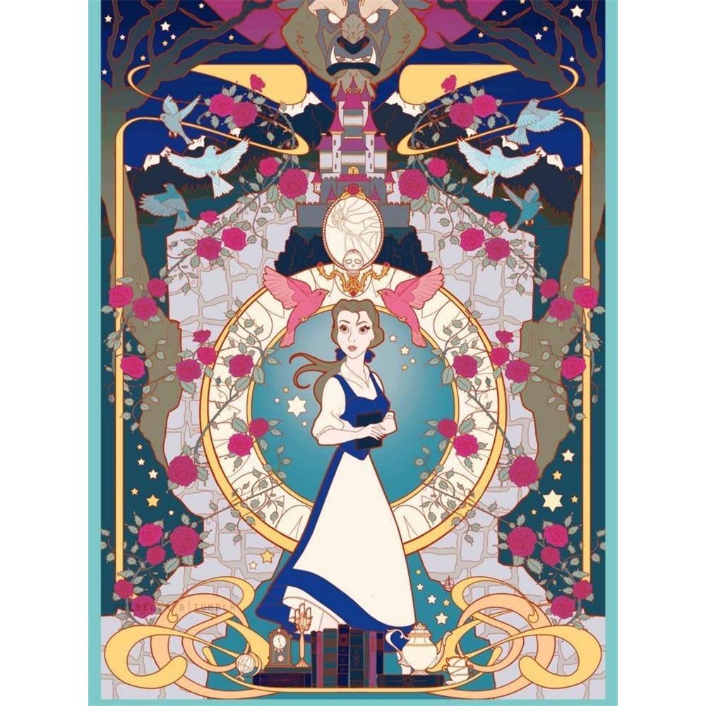 

Disney 5d DIY Diamond Painting Beauty and The Beast Theme Illustration Art Embroidery Mosaic Cross Stitch Home Decoration Gifts Crafts Round 20x30cm
