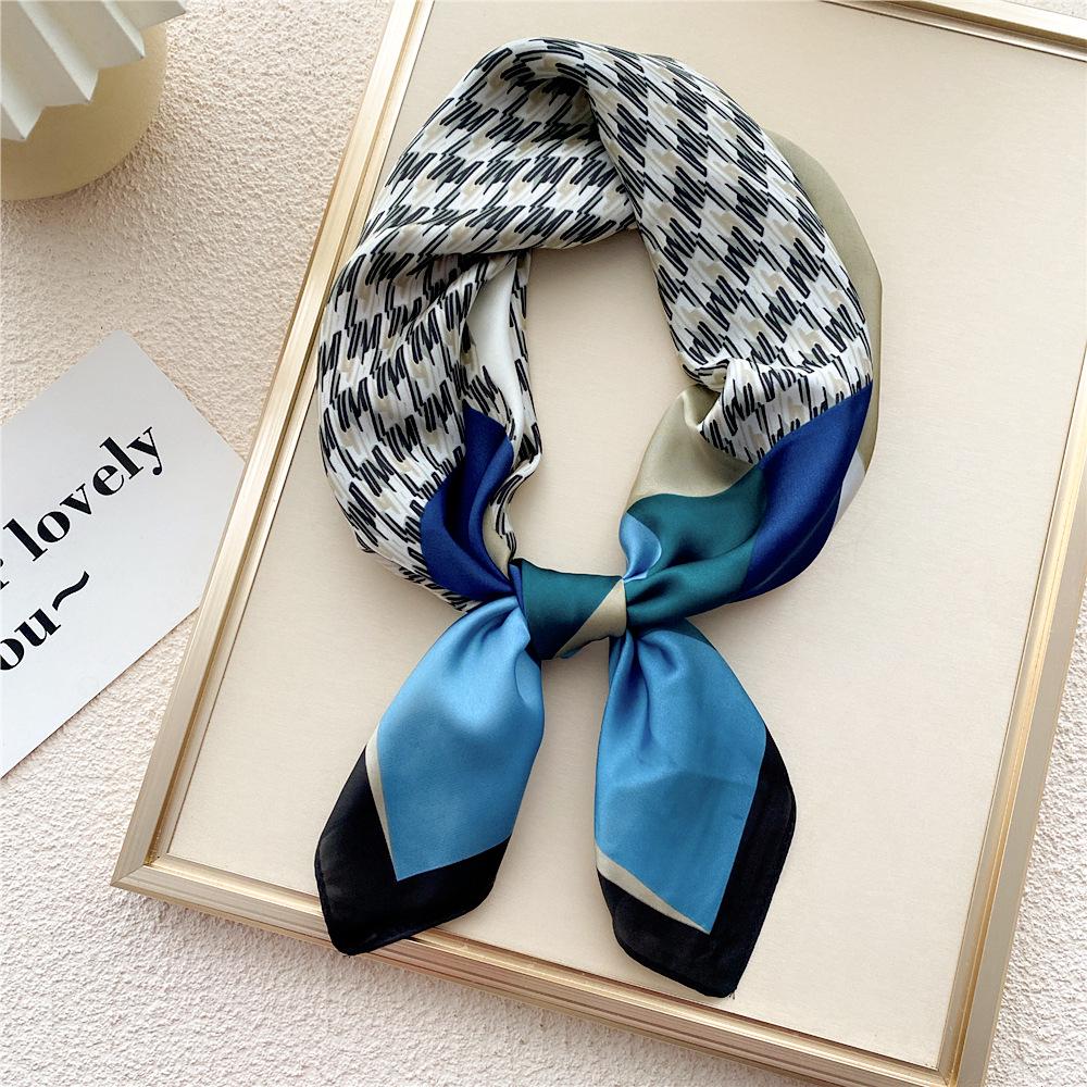 

70 Маленький квадратный шелковый шарф: Женский ретро-шикарный солнцезащитный шарф на шею, голову или запястье в корейском стиле для осени и зимы 70cm