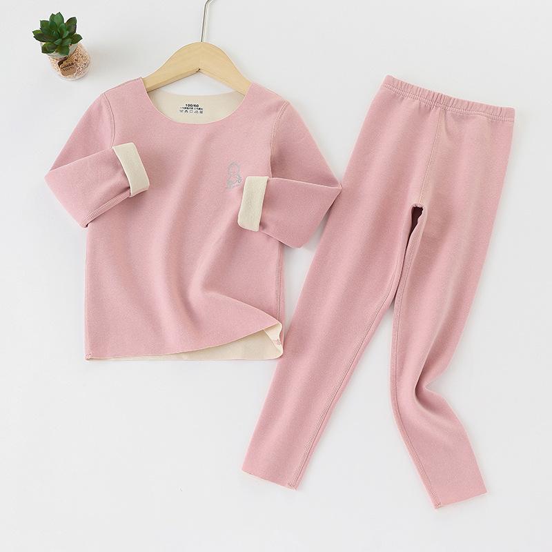 Double-Sided Kids Thermal Underwear Set - Brushed Fleece & Seamless Sides for Home & Base Layer | Warm 2-Piece Pajamas & Loungewear for Boys Girls