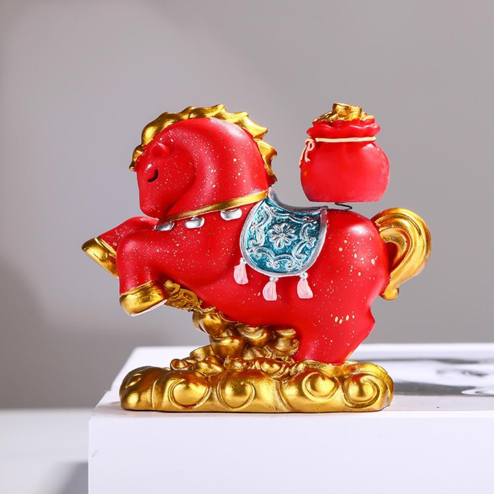 Desktop Ornament New Year Mascot Miniature Resin Zodiac Ornaments Gift Horse Figurine Cabinet
