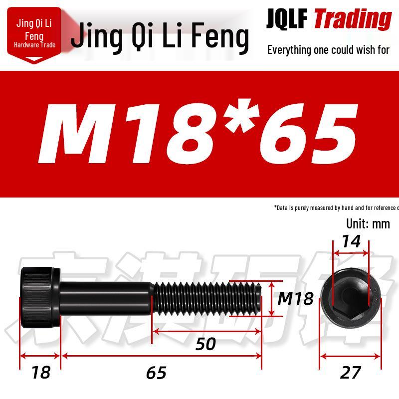 Hex Socket Head Cap Screw, Half Thread, M12-M18, High-Strength, Blackened Cylindrical Head, Knurled Bolt