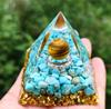 Pyramid Orgonite + Led Lamp Base 5Cm Crystal Stones Amulet 5Cm Hx11