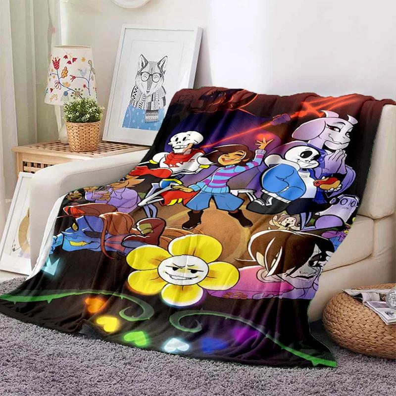 Funny U-Undertale Sans 3D Print Blanket Super Soft Warm Fleece Throw Blanket for Underground Legend Game Sofa Bed