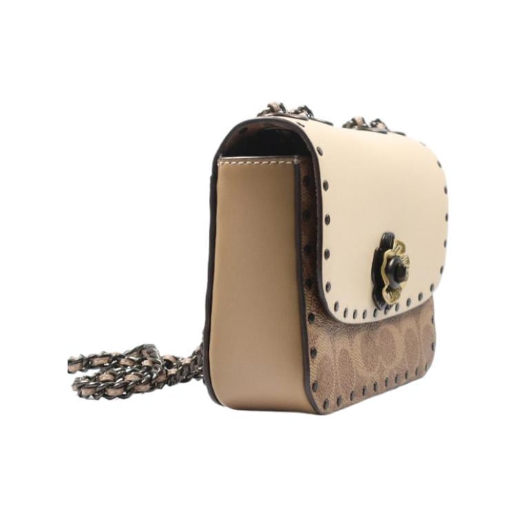 COACH Madison Calfskin Shoulder Bag, Crossbody Bag Small Women's Apricot With Monogram C2462-V5SNE